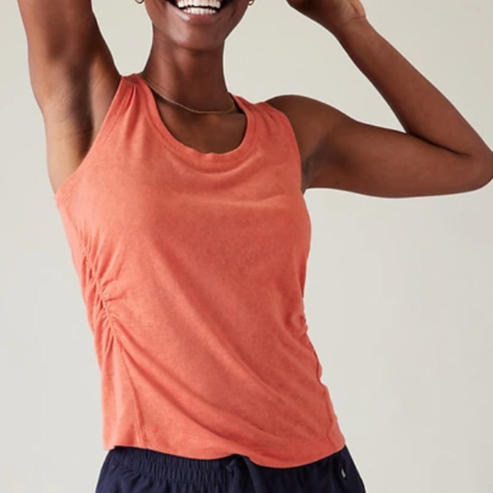 Athleta Coral Color  Breezy Ruched Tank, Soft Persimon | Size 2X / NWT